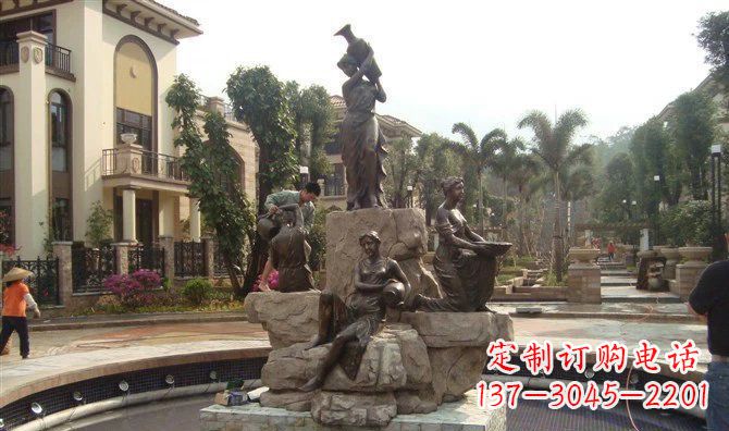 安阳小区西方美女喷泉人物铜雕