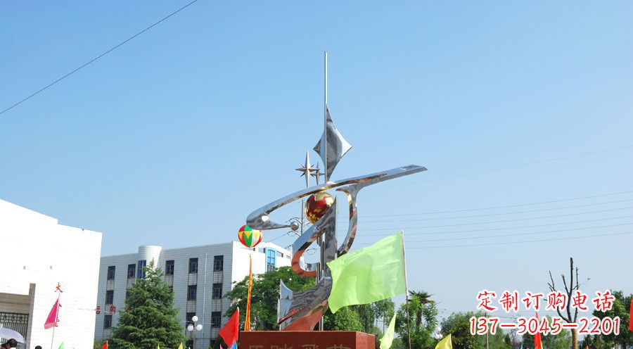 安阳校园不锈钢马踏飞燕地球雕塑
