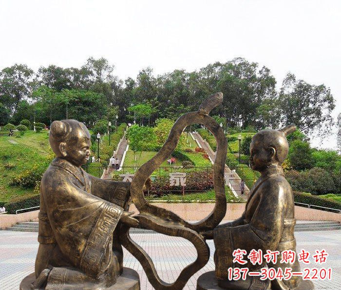 安阳校园抽象孔融让梨铜雕