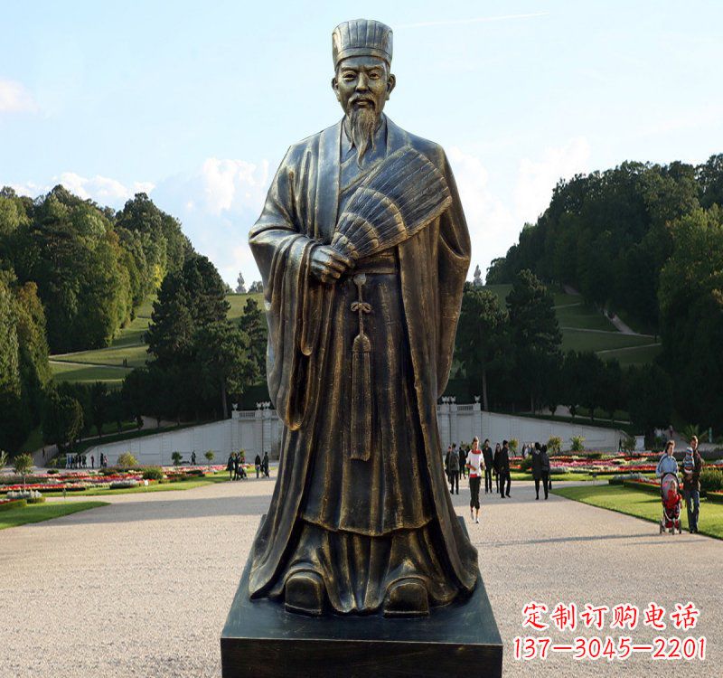 安阳校园古代名人诸葛亮铜雕