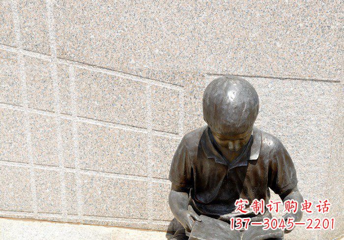 安阳校园看书的学生人物铜雕 (3)