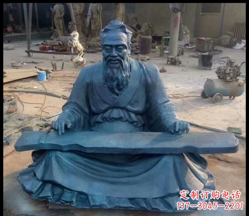 安阳校园孔子弹琴铜雕