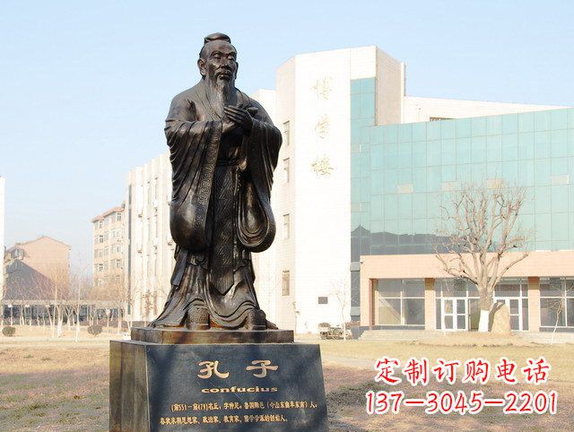 安阳校园名人孔子铜雕 (2)