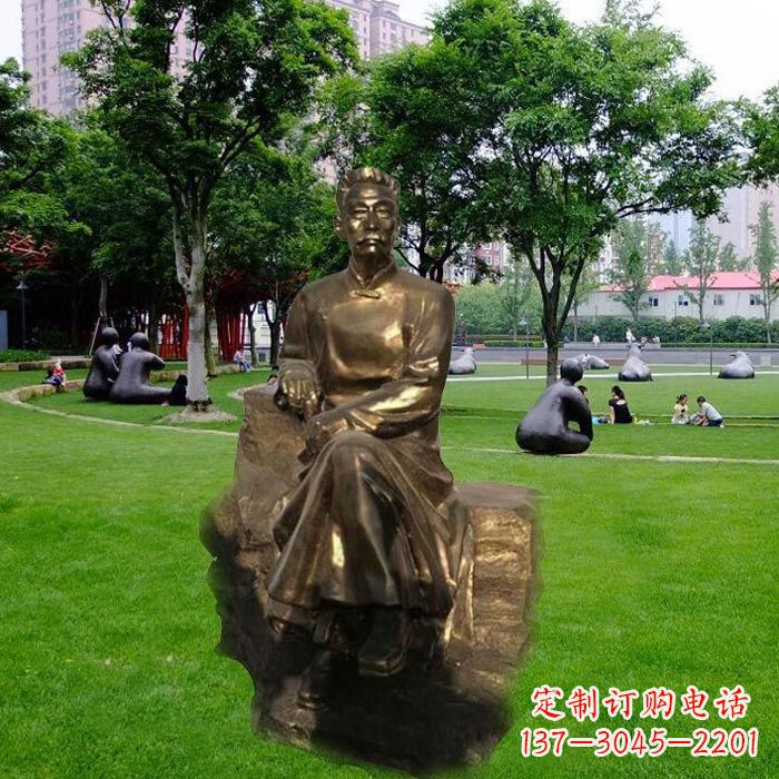 安阳校园名人鲁迅先生玻璃钢仿铜雕像