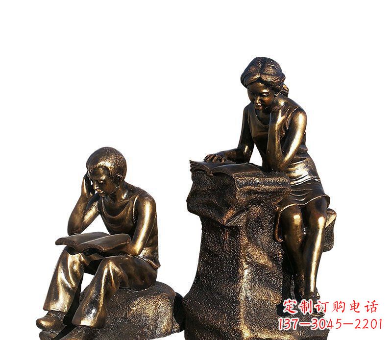 安阳校园铸铜学生看书人物雕塑