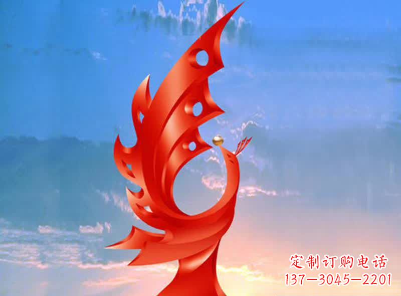 安阳学校不锈钢奋进凤凰标志雕塑