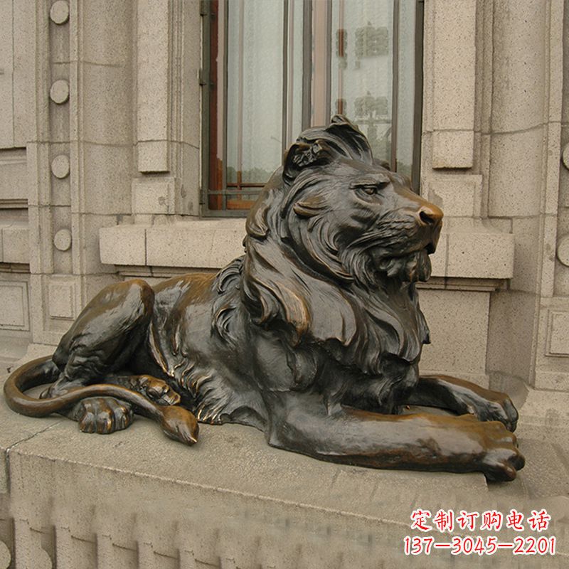 安阳银行大门铜雕港币狮子看门动物雕塑