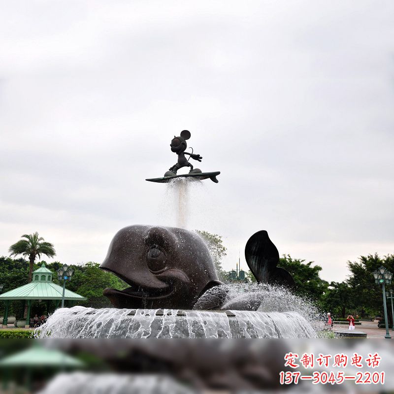 安阳鱼和小孩水景喷泉