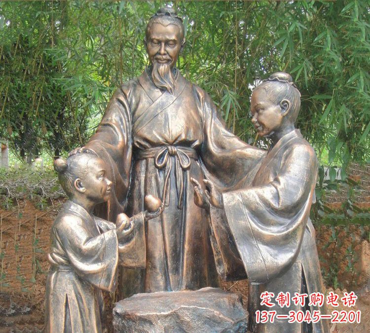 安阳寓言故事铜雕_孔融让梨