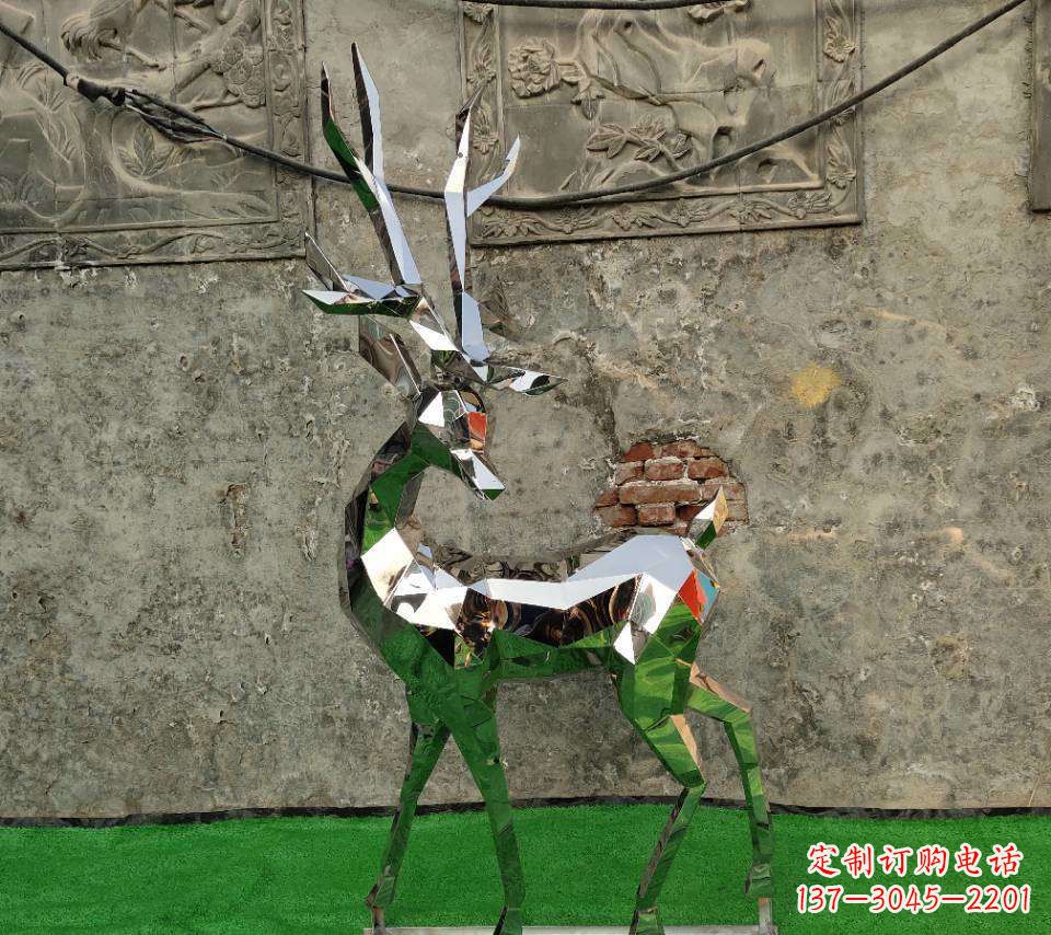 安阳园林不锈钢抽象小鹿雕塑
