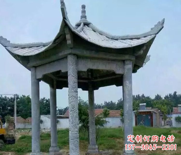 安阳园林仿古六角凉亭景观石雕