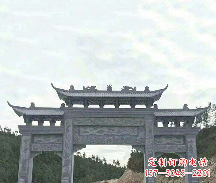 安阳园林仿古三门石牌坊景观石雕