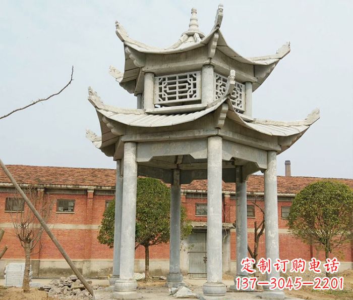 安阳园林仿古双层石雕凉亭 (2)