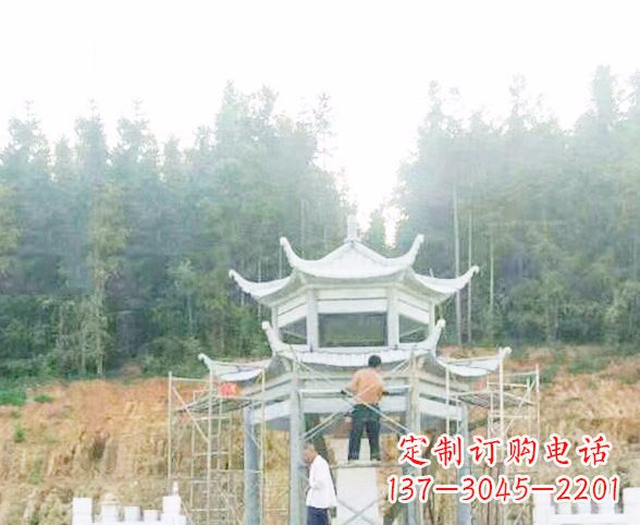 安阳园林仿古双层石凉亭景观石雕 (2)