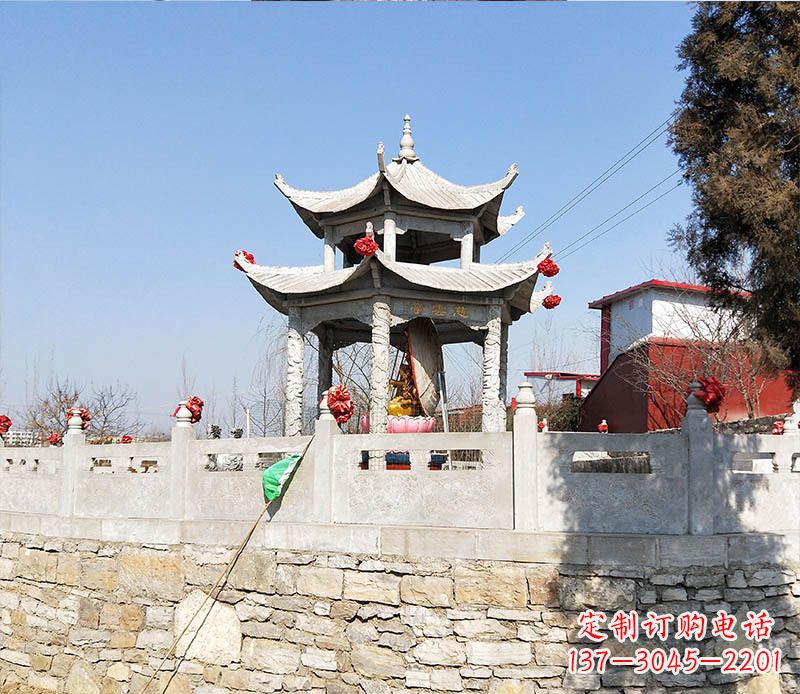 安阳园林仿古双层石凉亭景观石雕 (3)