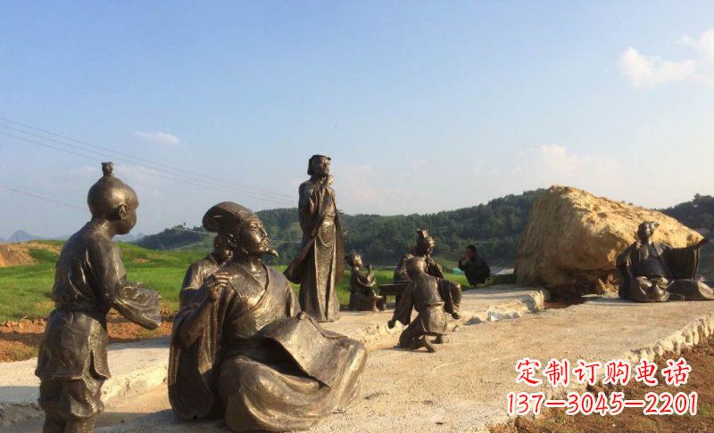 安阳园林古代人物和玩耍的小孩小品铜雕
