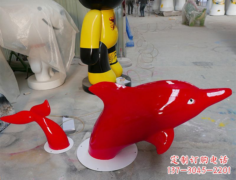 安阳园林广场创意海豚入水出水雕塑摆件