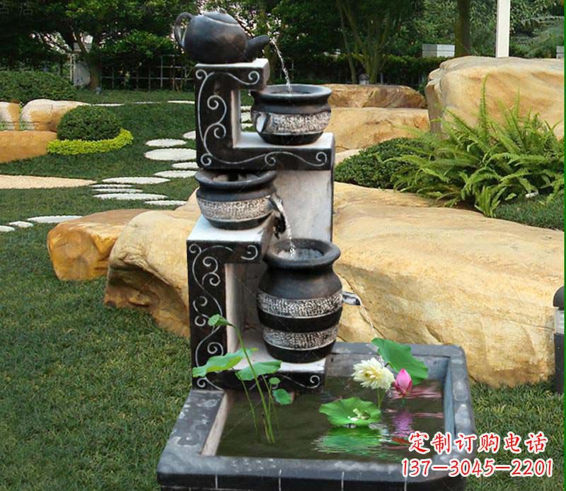 安阳园林景观茶壶流水池石雕