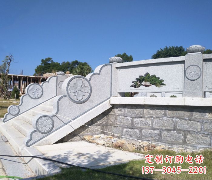 安阳园林景观大理石镂空莲花石栏板 (2)