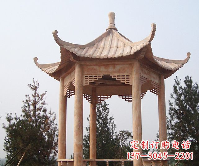 安阳园林景观单层石雕凉亭 (3)