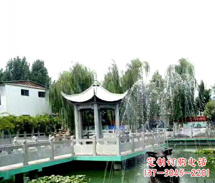 安阳园林景观单层六角石雕凉亭