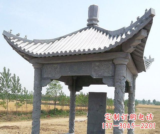 安阳园林景观单层石雕凉亭 (4)