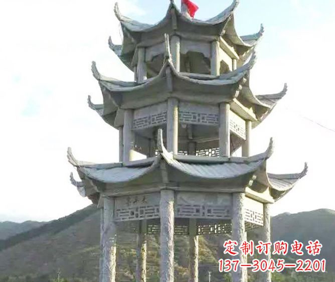 安阳园林景观多层凉亭石雕 (3)