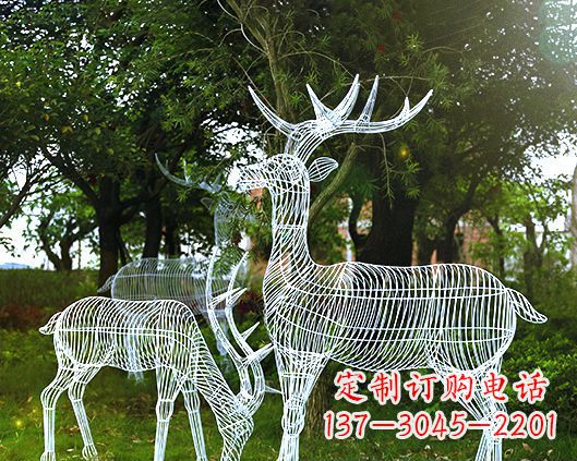 安阳园林镂空梅花鹿不锈钢景观雕塑