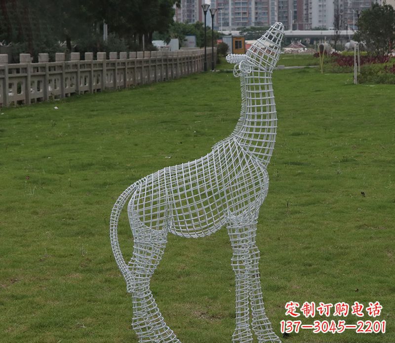 安阳园林镂空仰头麋鹿不锈钢雕塑