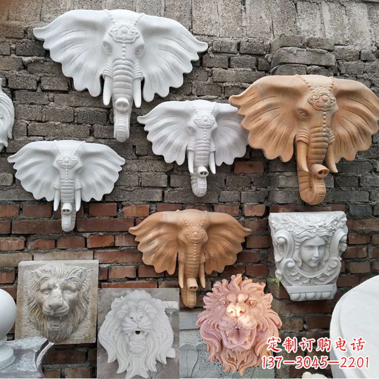 安阳园林喷水壁挂大象头部雕塑