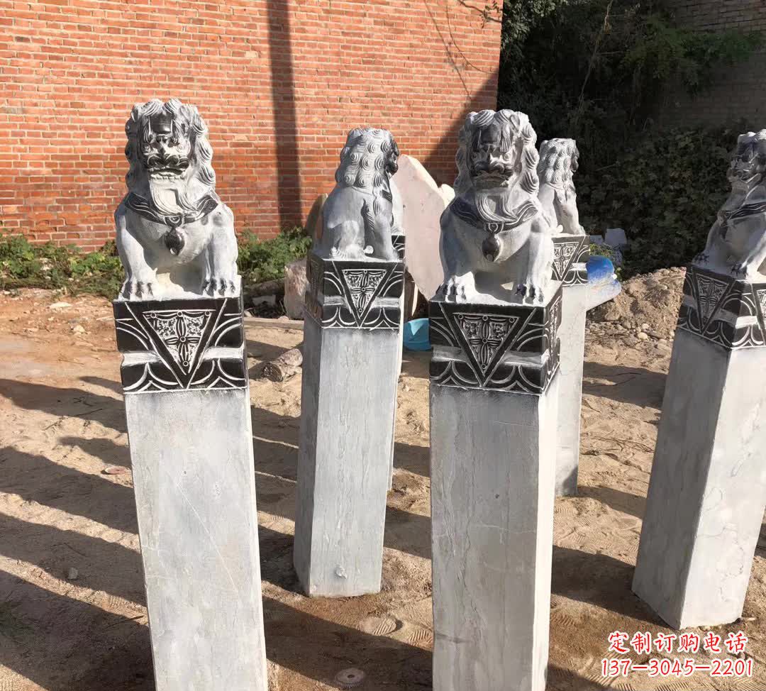 安阳园林石雕狮子拴马桩