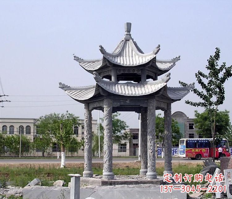 安阳园林双层仿古凉亭石雕