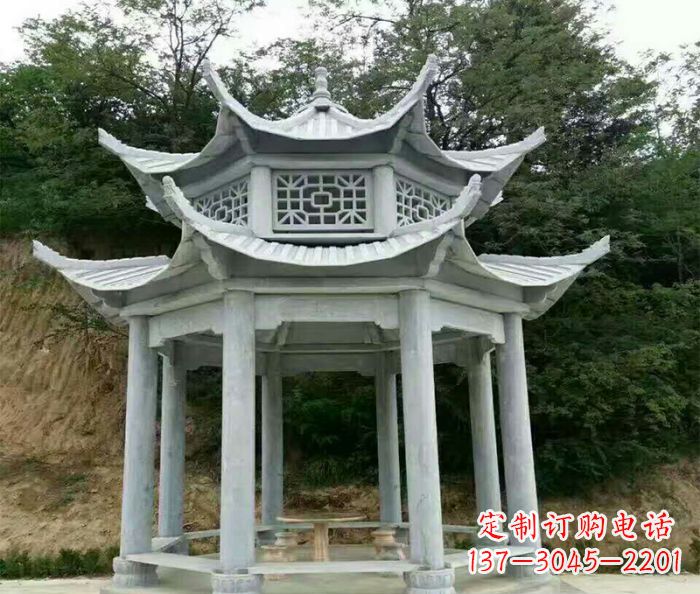 安阳园林双层凉亭石雕 (2)