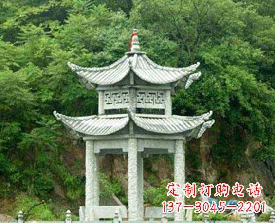 安阳园林双层六角石凉亭景观石雕