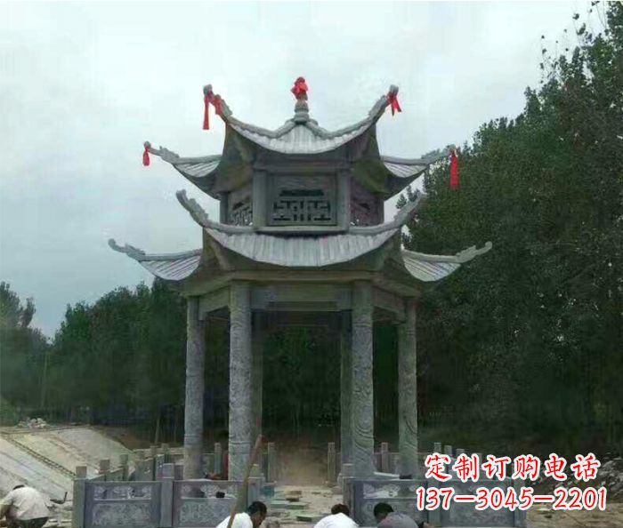安阳园林双层凉亭石雕 (3)