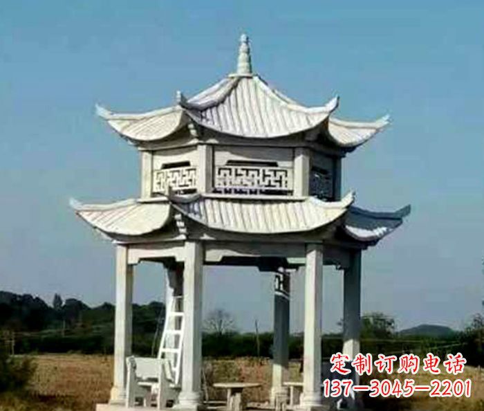 安阳园林双层石雕凉亭 (2)