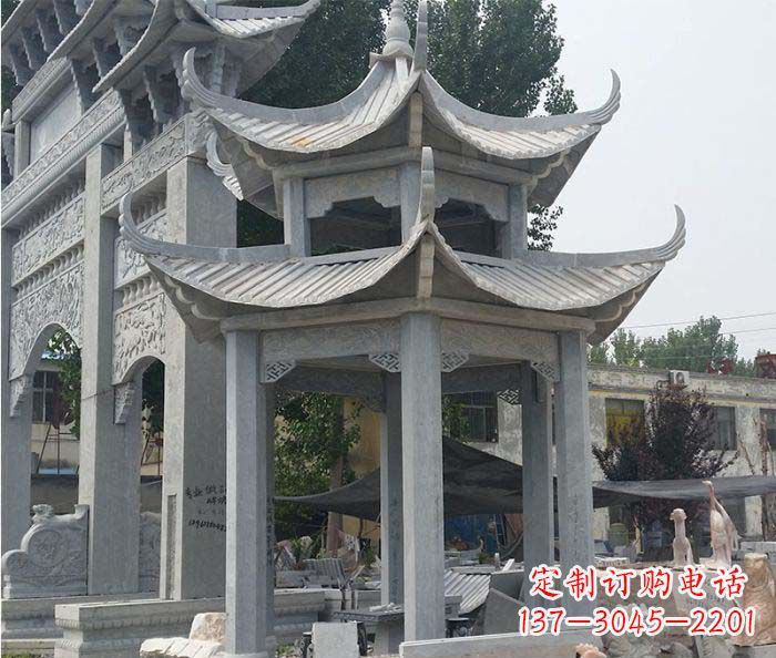 安阳园林双层石雕凉亭