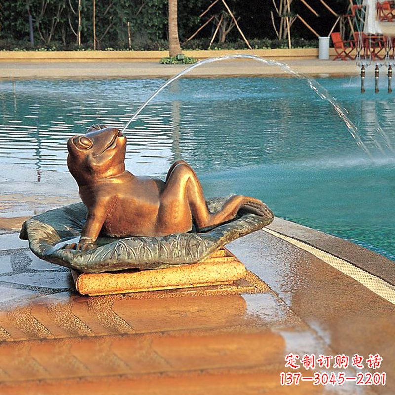 安阳园林水景池塘游泳馆喷水青蛙铜雕塑