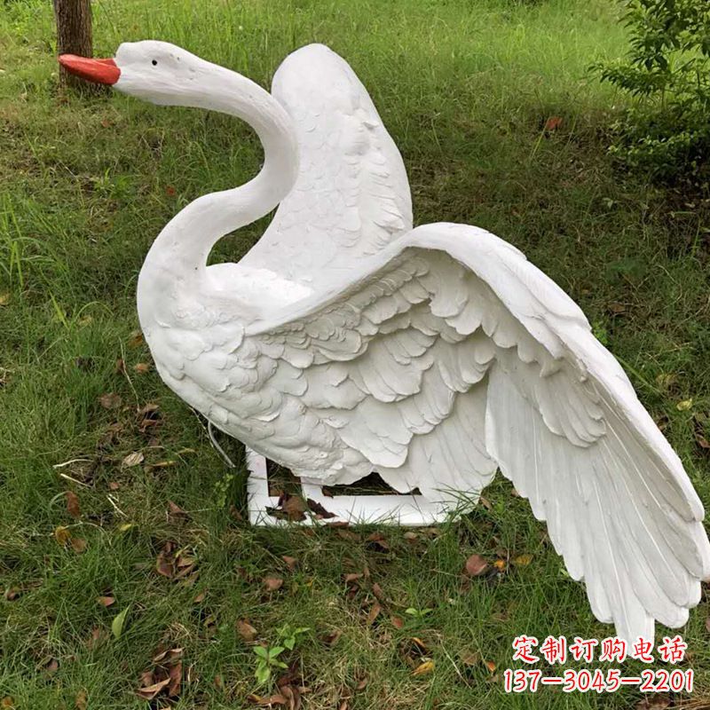 安阳展翅飞翔白天鹅仿真发光动物雕塑