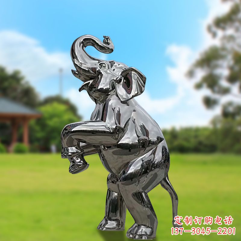 安阳站立的不锈钢小象雕塑
