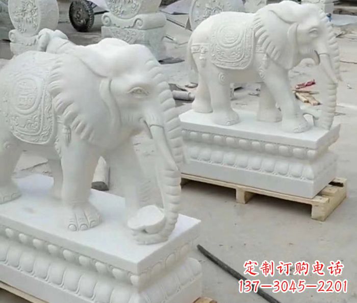 安阳招财动物汉白玉大象石雕 (2)