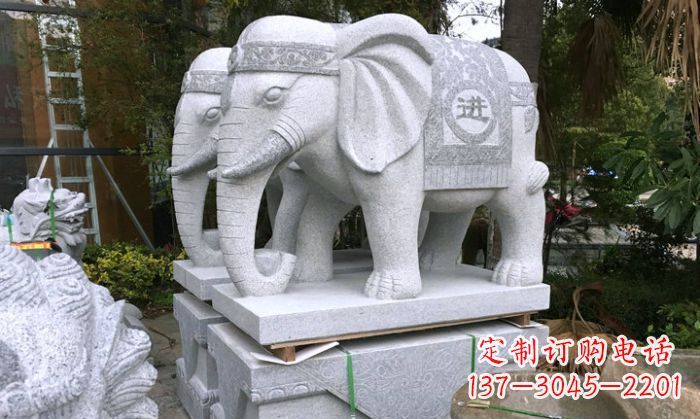 安阳招财进宝大理石门口大象雕塑