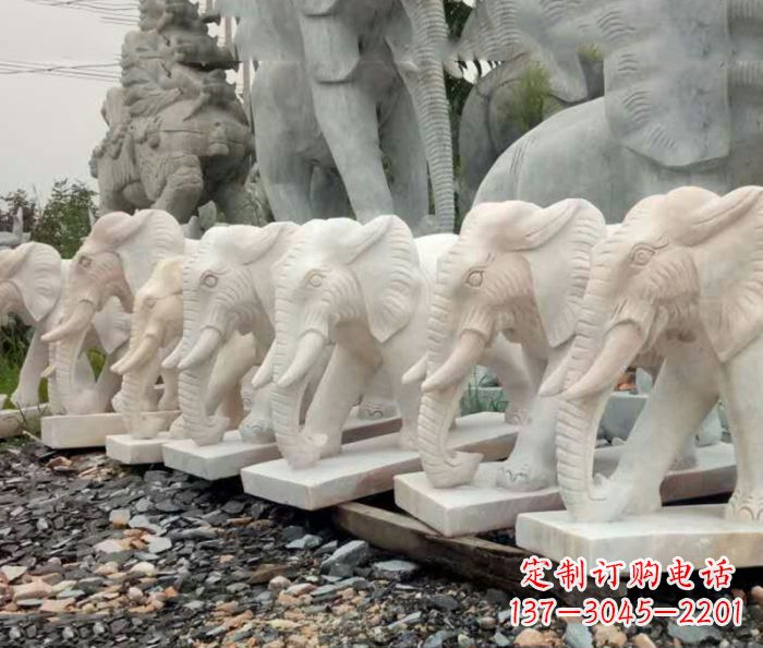 安阳招财晚霞红大象石雕 (3)