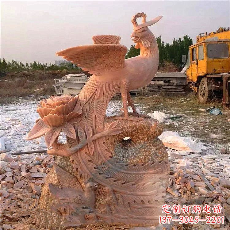 安阳中国古代传说中的瑞鸟凤凰牡丹石雕
