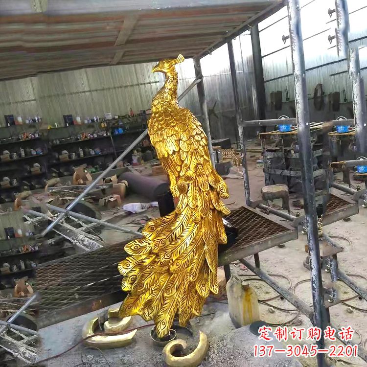 安阳中国古代传说中的瑞鸟凤凰鎏金铜雕