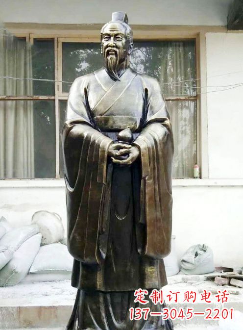 安阳中国古代名医扁鹊铸铜雕像半身像
