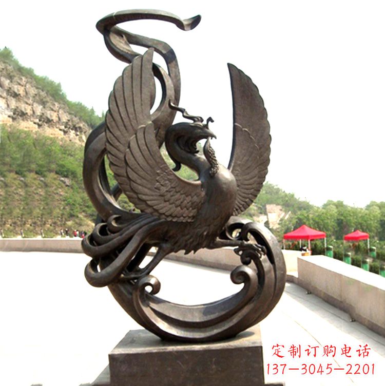 安阳中国古代神话中的创世神朱雀景观铜雕