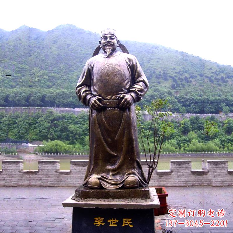安阳中国历史名人唐初著名帝王李世民铸铜雕像