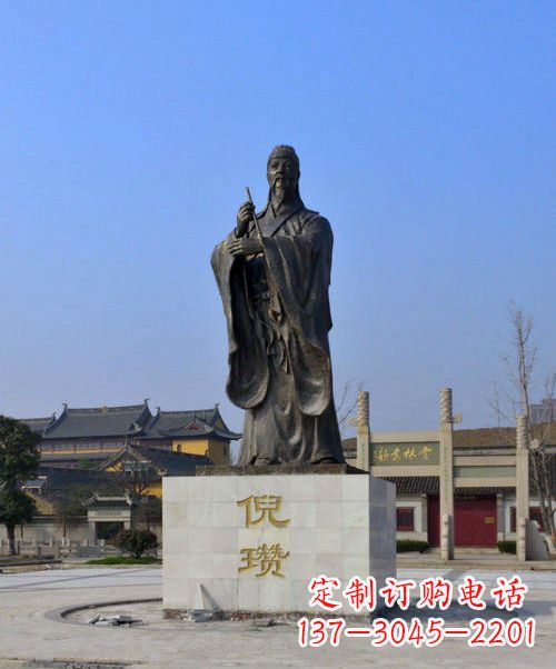 安阳中国历史名人元末明初画家诗人倪瓒铜雕塑像