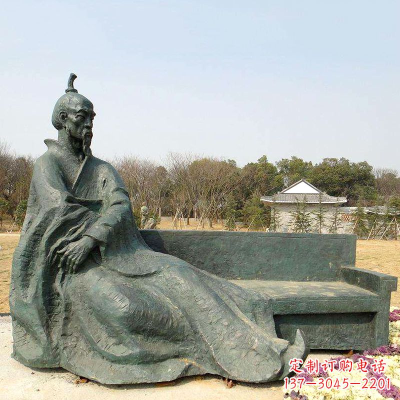 安阳中国明末清初知名画家八大山人（朱耷）雕塑塑像-公园历史名人铜雕像